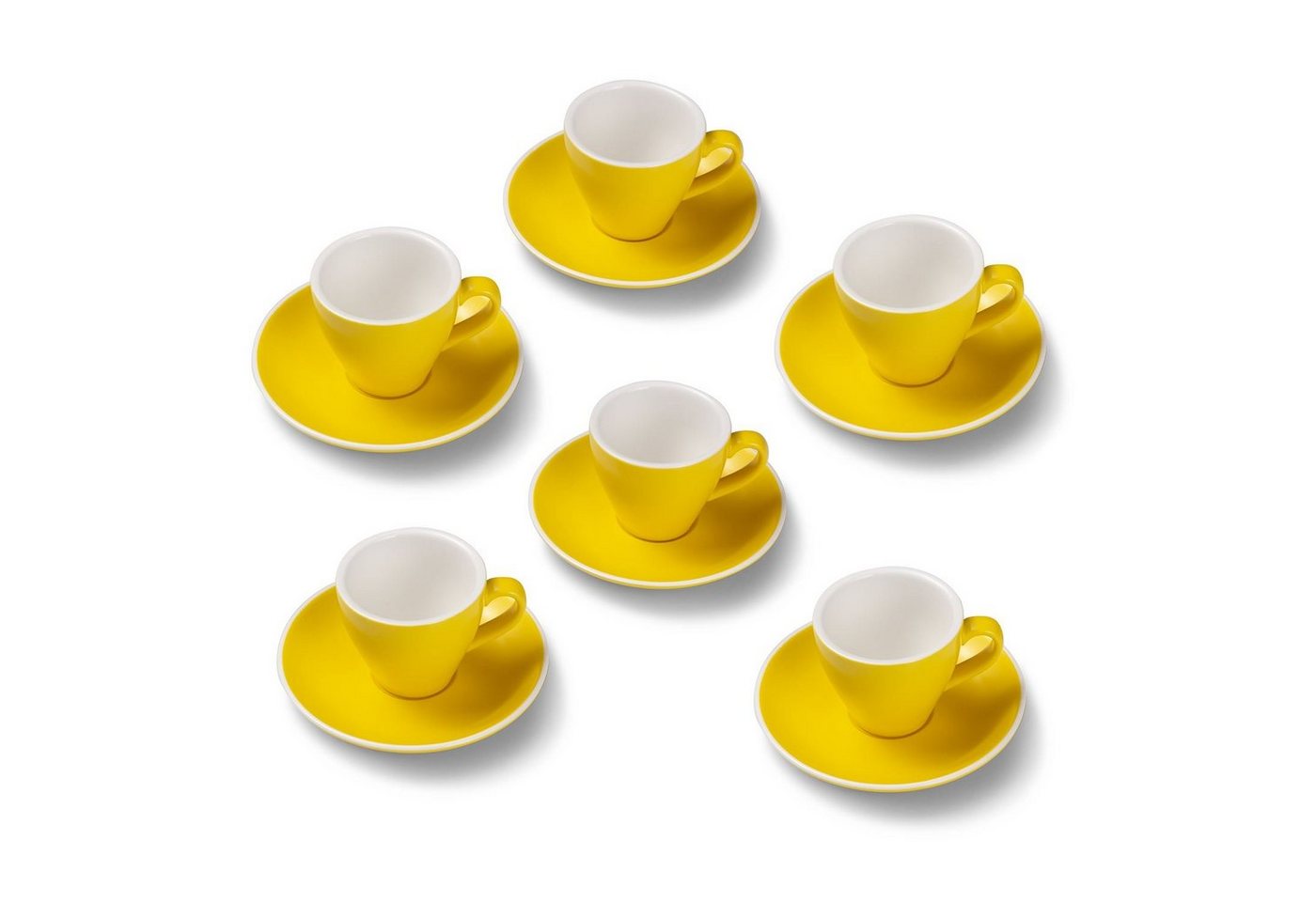 Terra Home Espressotasse extra dickwandiges Espressotassen-Set, Gelb matt 90 ml, Porzellan, Spülmaschinen und Mikrowellen geeignet 6er Set von Terra Home