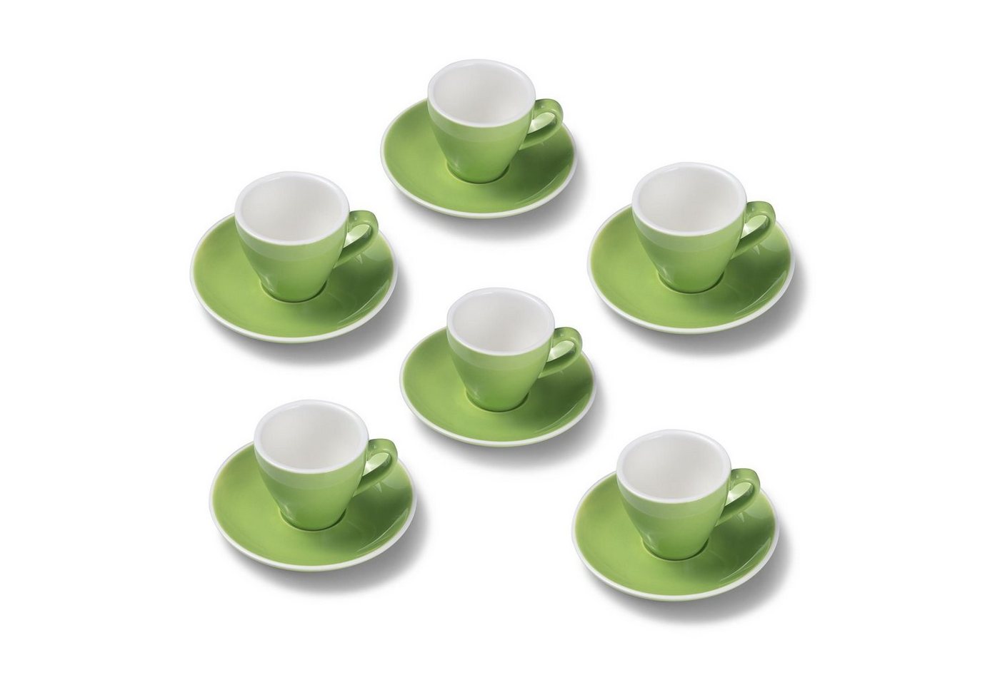 Terra Home Espressotasse extra dickwandiges Espressotassen-Set, Grün glossy 90 ml, Porzellan, Spülmaschinen und Mikrowellen geeignet 6er Set von Terra Home