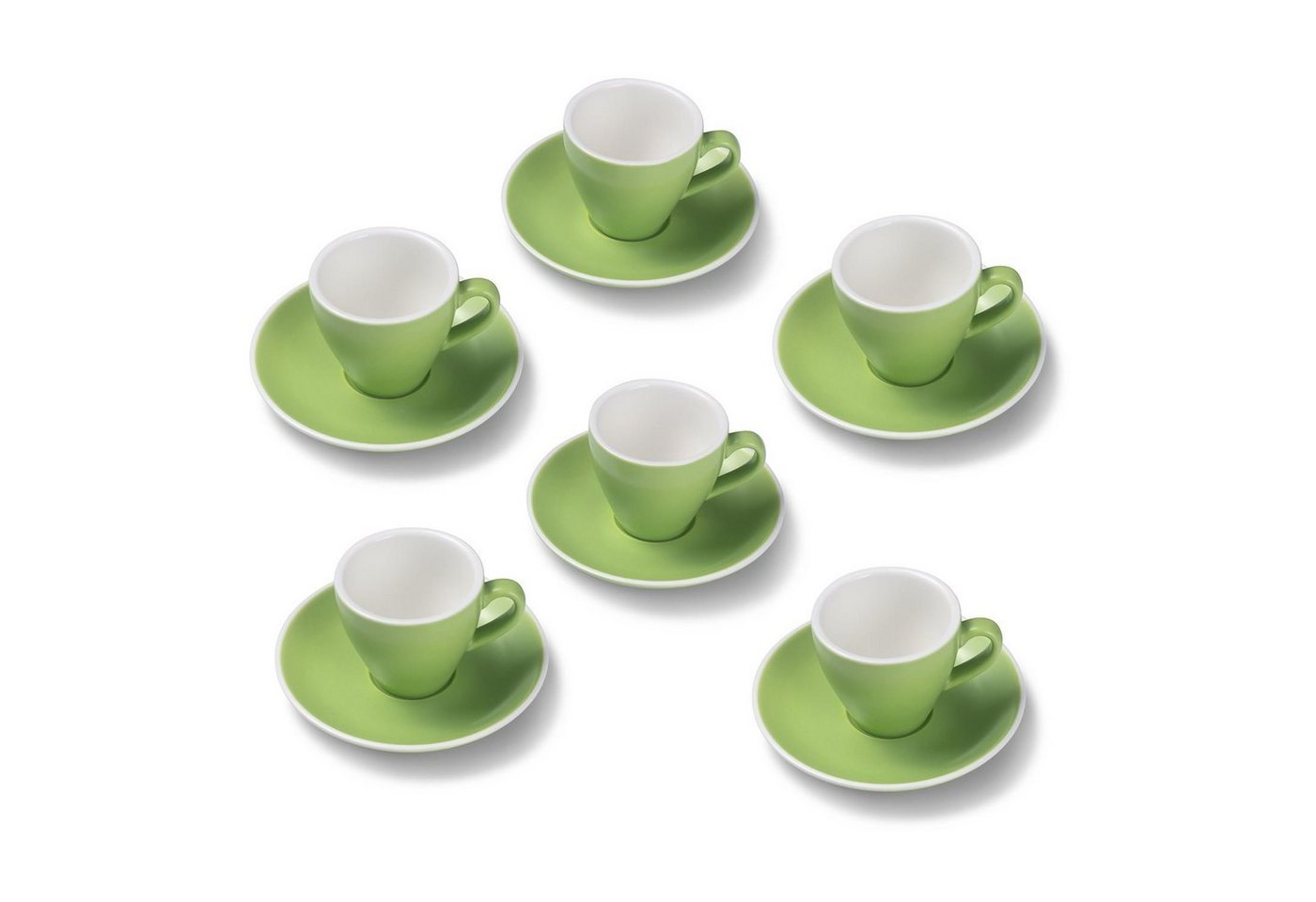 Terra Home Espressotasse extra dickwandiges Espressotassen-Set, Grün matt 90 ml, Porzellan, Spülmaschinen und Mikrowellen geeignet 6er Set von Terra Home