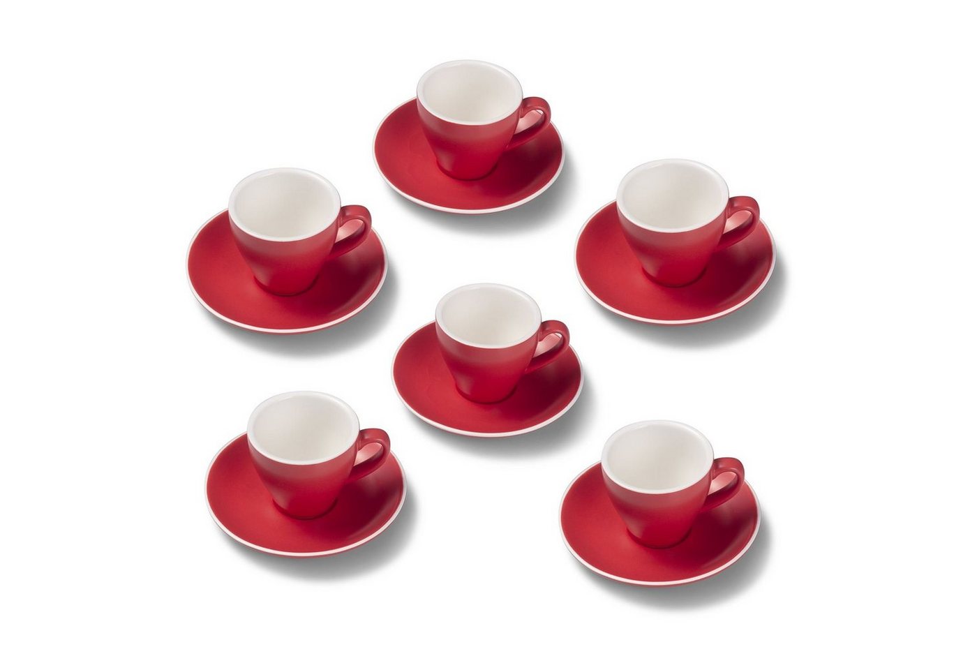 Terra Home Espressotasse extra dickwandiges Espressotassen-Set, Rot matt 90 ml, Porzellan, Spülmaschinen und Mikrowellen geeignet 6er Set von Terra Home