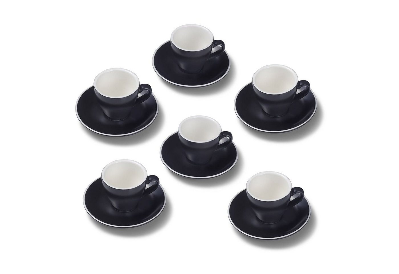 Terra Home Espressotasse extra dickwandiges Espressotassen-Set, Schwarz matt 90 ml, Porzellan, Spülmaschinen und Mikrowellen geeignet 6er Set von Terra Home