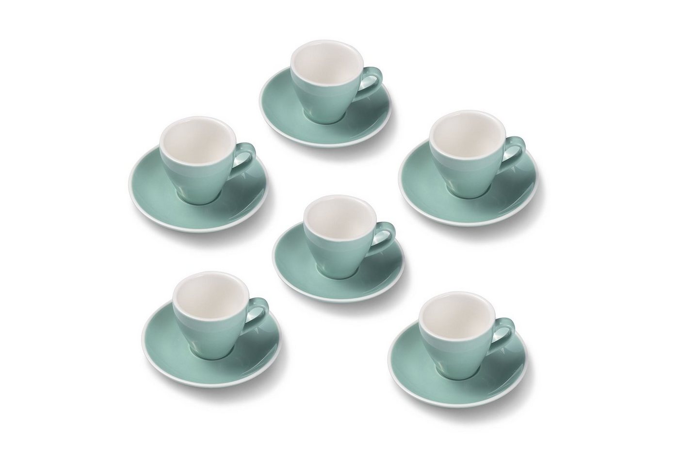 Terra Home Espressotasse extra dickwandiges Espressotassen-Set, Türkis glossy 90 ml, Porzellan, Spülmaschinen und Mikrowellen geeignet 6er Set von Terra Home