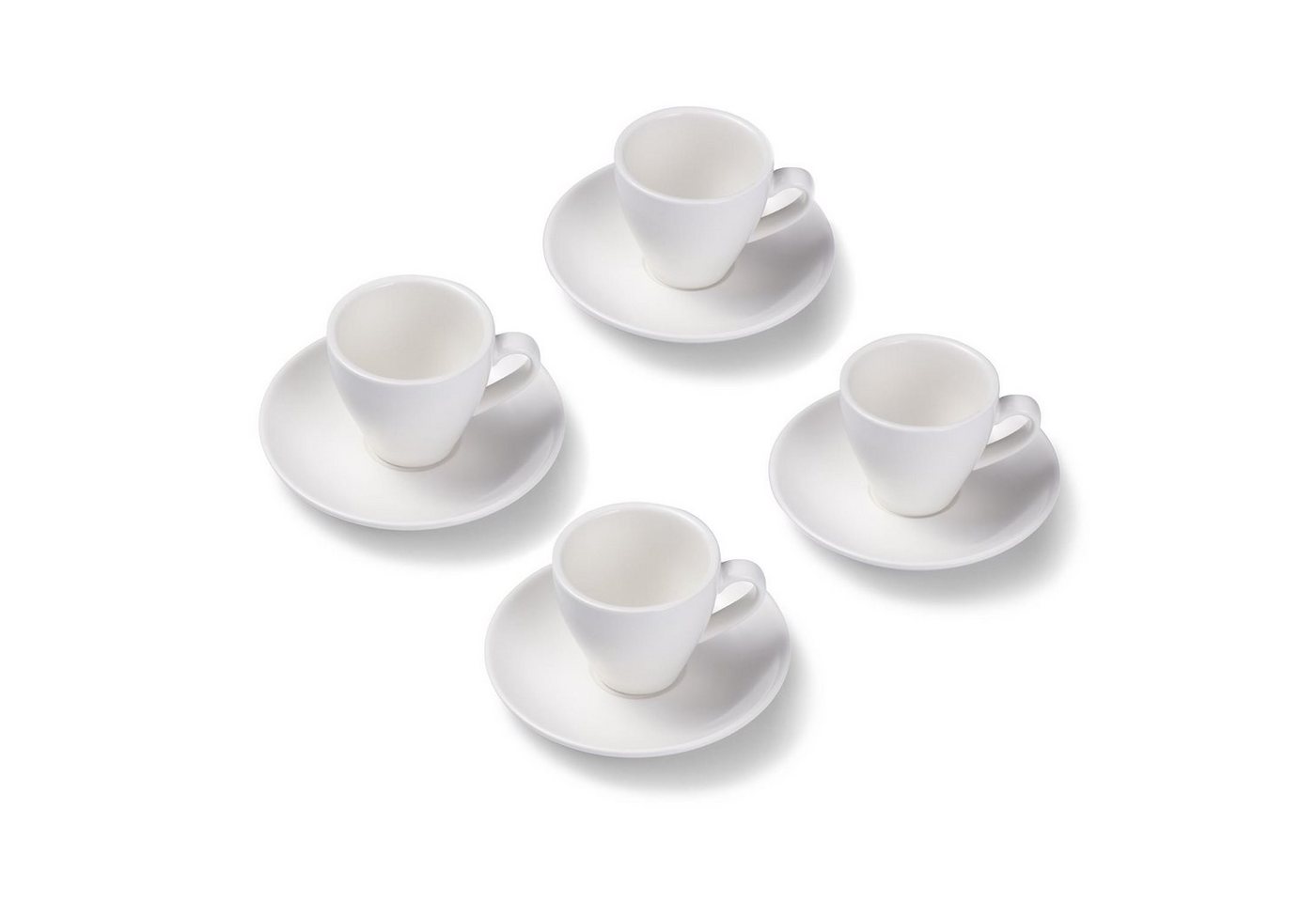 Terra Home Espressotasse extra dickwandiges Espressotassen-Set, Weiß matt 90 ml, Porzellan, Spülmaschinen und Mikrowellen geeignet 4er Set von Terra Home