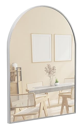Terra Home Wandspiegel - Halbrund, 60x80 cm, Silber, Modern, Metallrahmen Spiegel - für Flur, Wohnzimmer, Bad oder Garderobe von Terra Home