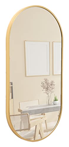 Terra Home Wandspiegel - Oval, 80x40 cm, Roségold Kupfer Modern, Metallrahmen Spiegel, HOCH und QUER Montage möglich - für Flur, Wohnzimmer, Bad oder Garderobe von Terra Home