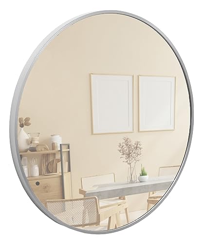 Terra Home Wandspiegel - Rund, 60x60 cm, Silber, Modern, Metallrahmen Spiegel - für Flur, Wohnzimmer, Bad oder Garderobe von Terra Home