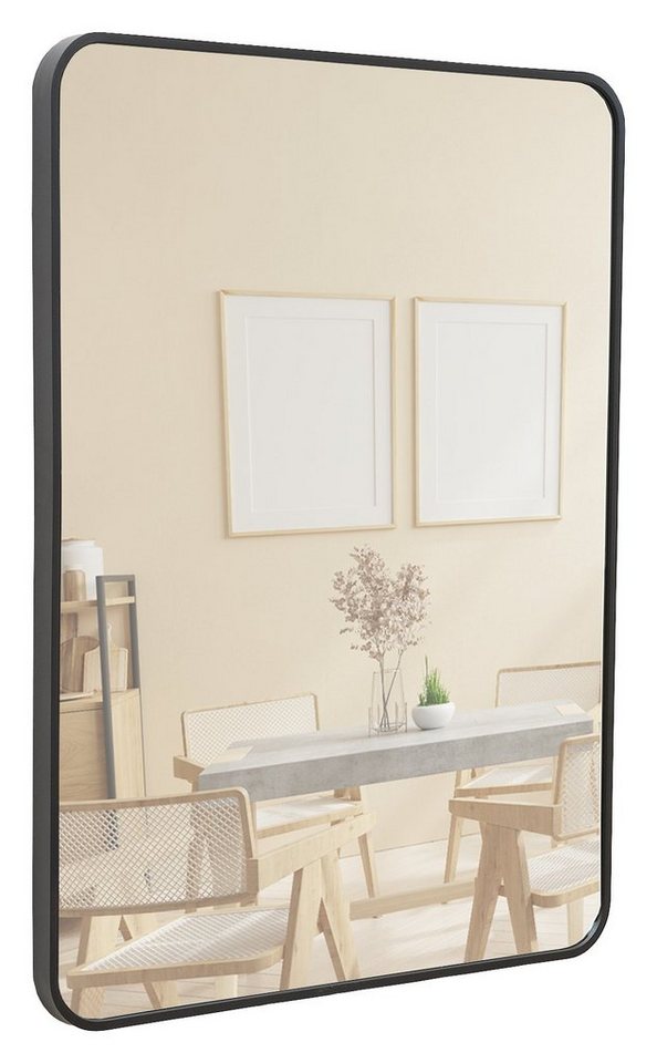Terra Home Wandspiegel Spiegel Metallrahmen Schminkspiegel (schwarz 50x40x3 cm, inklusive Schrauben und Dübel), Badezimmerspiegel Flurspiegel von Terra Home