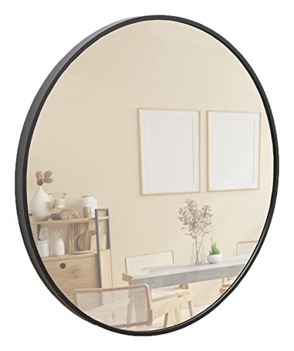 Terra Home Wandspiegel - Rund, 60x60 cm, Schwarz, Modern, Metallrahmen Spiegel - für Flur, Wohnzimmer, Bad oder Garderobe von Terra Home