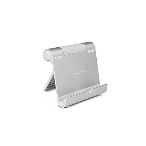 TERRATEC iTab S Silber, Smartphone & Tablet Multiwinkel-Ständer aus Aluminium, Für iPhone, iPad, Samsung Galaxy, Google Nexus und weitere, einstellbarer Betrachtungswinkel von TerraTec