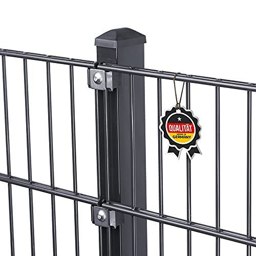 TerraUno - Doppelstabmattenzaun Komplettset - Modell Meru I Höhe 80,6cm I Länge 12m I Anthrazit RAL 7016 I Made in Germany I Zaunset in verschiedenen Größenvarianten von TerraUno