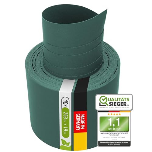 TerraUno Nachhaltige Sichtschutzstreifen für Doppelstabmatten, Polypropylen, Made in Germany, RAL 6005 Grün, 10 Streifen, extra stabil, Lederoptik, Zaun Sichtschutz mit UV-Beständigkeit TerraUno Nachhaltige Sichtschutzstreifen für Doppelstabmatten, Polypropylen, Made in Germany, RAL 6005 Grün, 10 Streifen, extra stabil, Lederoptik, Zaun Sichtschutz mit UV-Beständigkeit von TerraUno