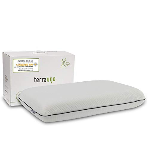 TerraUno Nackenstützkissen aus viskoelastischem Gelschaum und inkl. waschbarem Bezug – ÖkoTex zertifiziertes Memory Foam Kopfkissen von TerraUno
