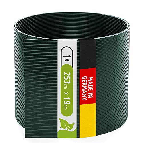 TerraUno Polypropylen Sichtschutzstreifen für Doppelstabmatten, Rillenoptik, extra stabil, 1 Stück für Gartenzaun, 253cm x 19cm, Moosgrün (RAL6005), Made in Germany, Sichtschutz Zaun von TerraUno