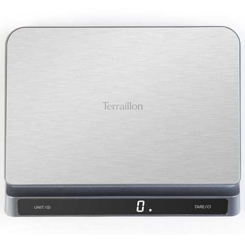 TERRAILLON - PRO USB15 – Professionelle elektronische Küchenwaage, große Platte aus Edelstahl, 23 x 16 cm, Kapazität 15 kg, Skala 1 g, wiederaufladbar über USB C, LED-Display mit von Terraillon