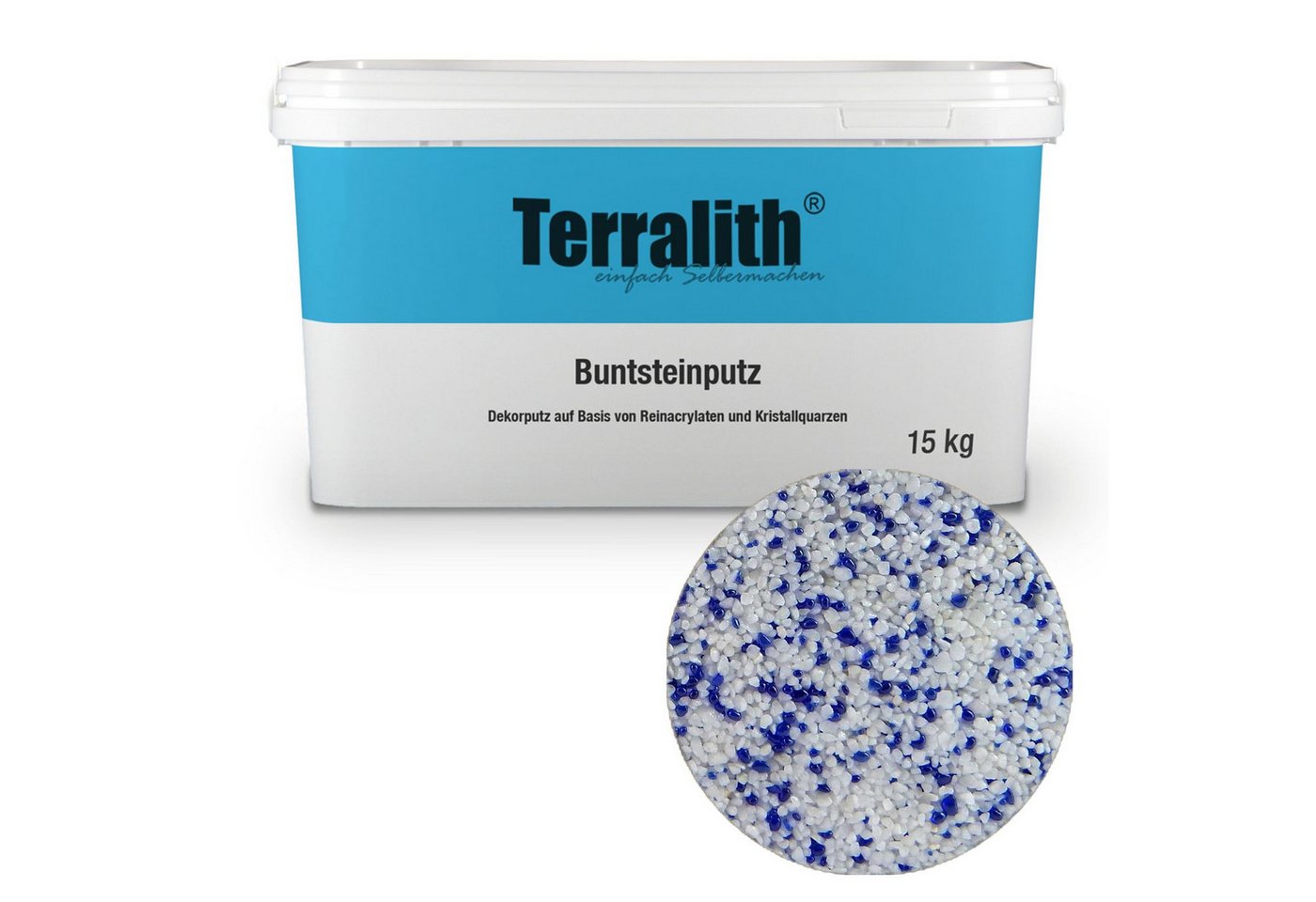 Terralith® Kunstharzputz Buntsteinputz Mosaikputz 2mm -15 kg- BSP72 (Eimer, Verarbeitungsfertig) Dekorationsputz aus Marmor-Granulat bzw. eingefärbter Körnung von Terralith®
