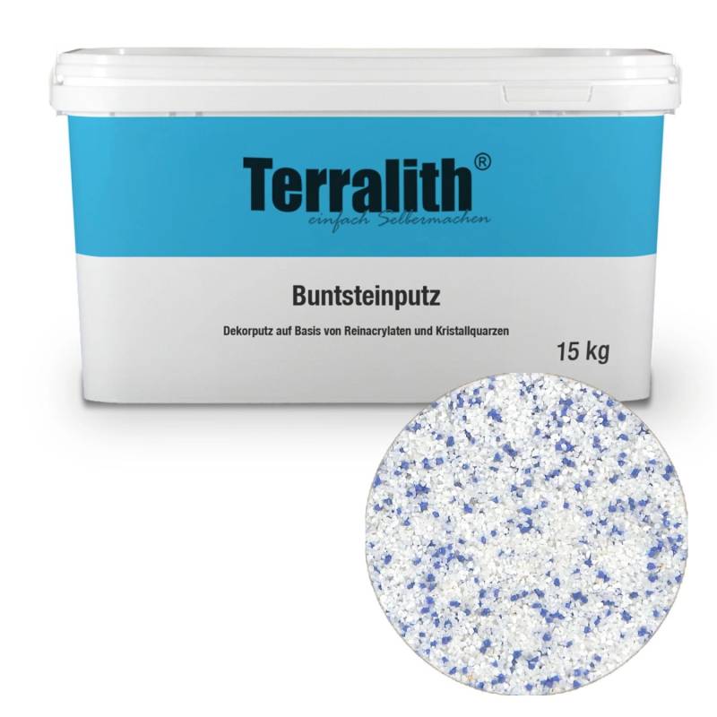 Terralith Buntsteinputz Mosaikputz 2mm -15 kg- BSP104 Weiss Blau von Terralith