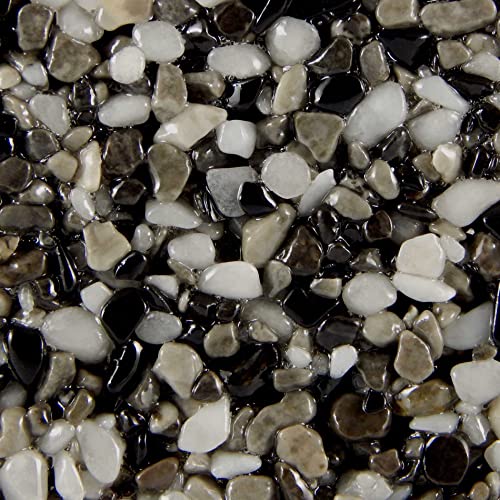 Terralith Steinteppich Marmor Komplett-Set für 1qm - Körnung: fein - 2-4mm mit Polyurethan Bindemittel - für Außen in schwarz-weiß (contrasto due) von Terralith