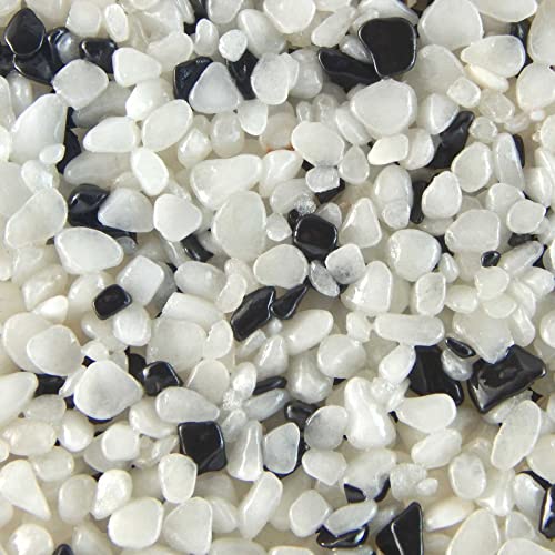 Terralith Steinteppich Marmor Komplett-Set für 1qm - Körnung: fein - 2-4mm mit Epoxidharz Bindemittel - für Innen in schwarz-weiß (mix classico) von Terralith