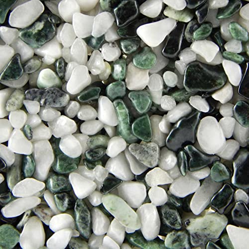 Terralith Steinteppich Marmor Komplett-Set für 1qm - Körnung: fein - 2-4mm mit Epoxidharz Bindemittel - für Innen in schwarz-weiß (verde chiaro) von Terralith