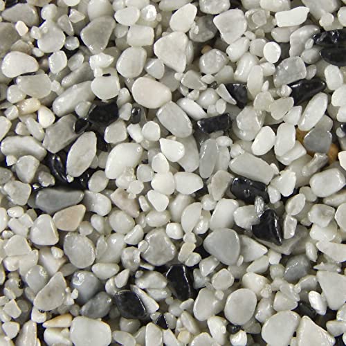 Terralith Steinteppich Marmor Komplett-Set für 1qm - Körnung: fein - 2-4mm mit Epoxidharz Bindemittel - für Innen in weiß (contrastro uno) von Terralith