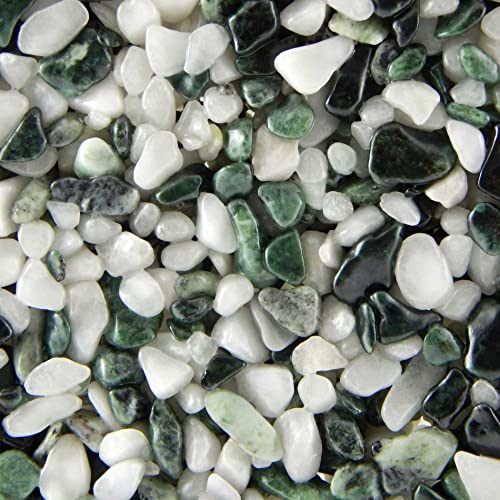 Terralith Steinteppich Marmor Komplett-Set für 1qm - Körnung: fein - 2-4mm mit Polyurethan Bindemittel - für Außen in schwarz-weiß (verde chiaro) von Terralith