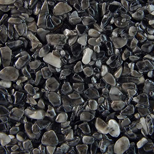 Terralith Steinteppich Marmor Komplett-Set für 1qm - Körnung: mittel - 4-6mm mit Epoxidharz Bindemittel - für Innen in schwarz (contrasto tre) von Terralith