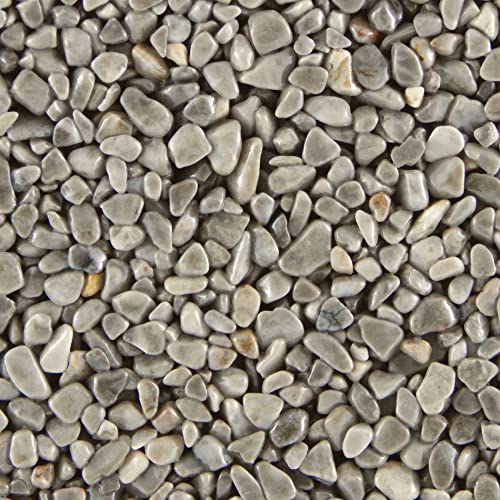 Terralith Steinteppich Marmor Komplett-Set für 1qm - Körnung: mittel - 4-6mm mit Polyurethan Bindemittel - für Außen in grau (grigio platino) von Terralith