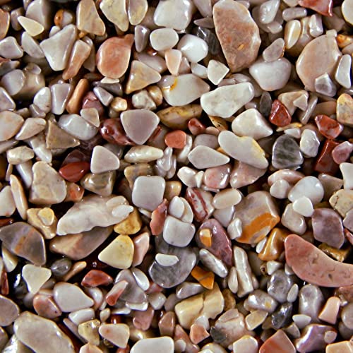 Terralith Steinteppich Marmor Komplett-Set für 1qm - Körnung: mittel - 4-6mm mit Polyurethan Bindemittel - für Außen in rot-weiß (colorato) von Terralith