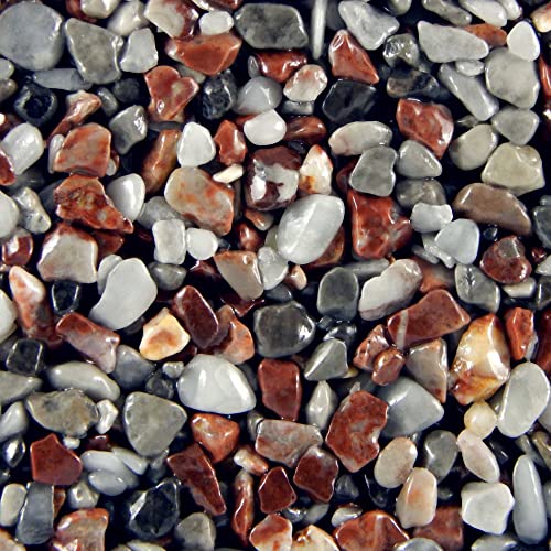 Terralith Steinteppich Marmor Komplett-Set für 1qm - Körnung: mittel - 4-6mm mit Polyurethan Bindemittel - für Außen in rot-weiß (rosso autunno) von Terralith