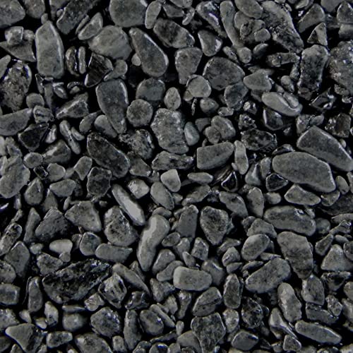 Terralith Steinteppich Marmor Komplett-Set für 1qm - Körnung: mittel - 4-6mm mit Polyurethan Bindemittel - für Außen in schwarz (argento) von Terralith