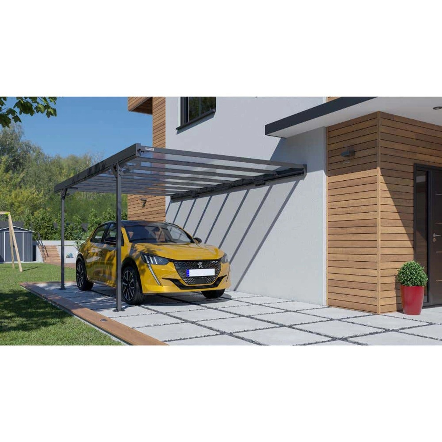 Terrando Anlehncarport Mistral Aluminium B 297 cm x T 494 cm von Terrando