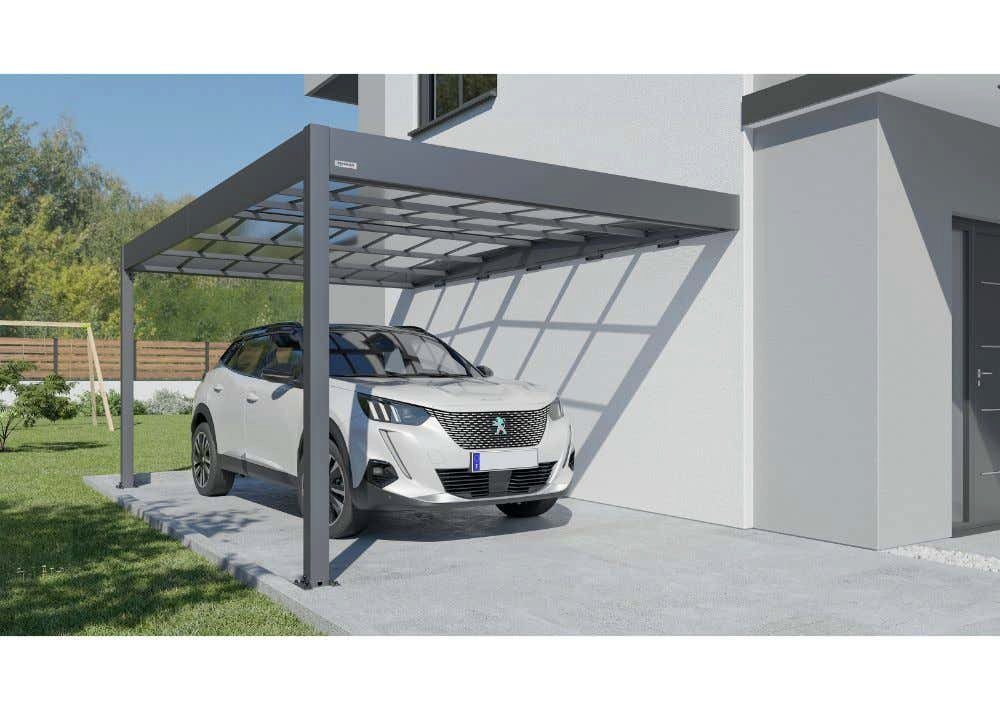 Terrando Doppelcarport Anlehncarport Libeccio, BxT: 313x500 cm, Grau von Terrando