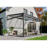 Terrando - Gartenzimmer Basic mit Glasschiebewänden Wintergarten aus Metall in Grau Terrassenüberdachung Glasanbau - Grau von TERRANDO