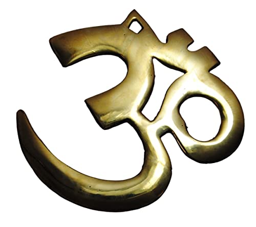 Terrapin Trading Messing OM AUM 4" / 8cm AUHM Plakette Symbol Hindu-buddhistischer Diwali Wandbehang Heimdekoration von Terrapin Trading