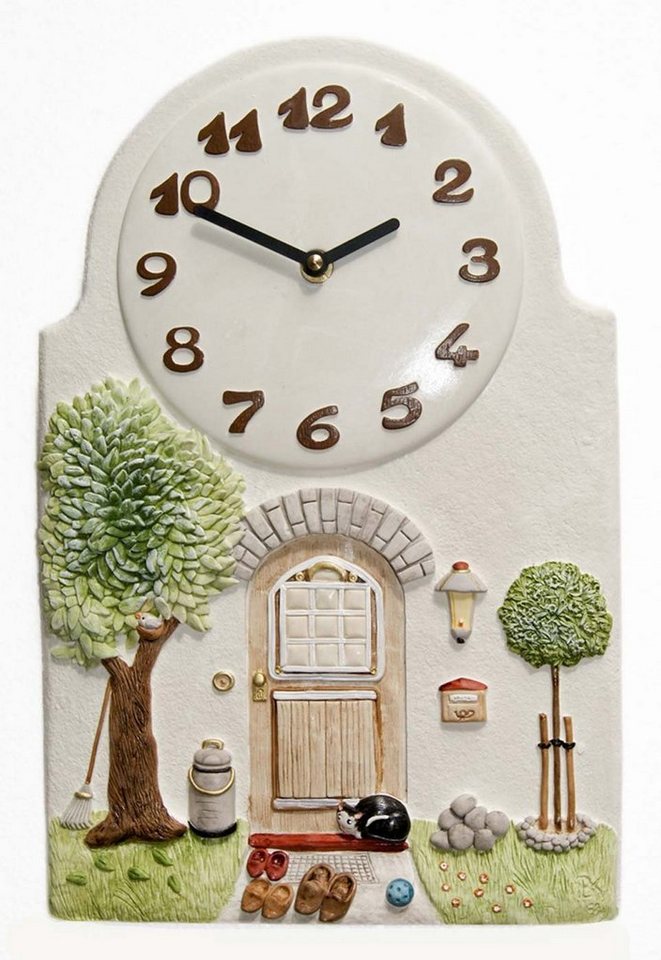 Terrastudio Wanduhr Küchenuhr Hausfront mit Katze - Terrastudio Modell: 03.2605 von Terrastudio