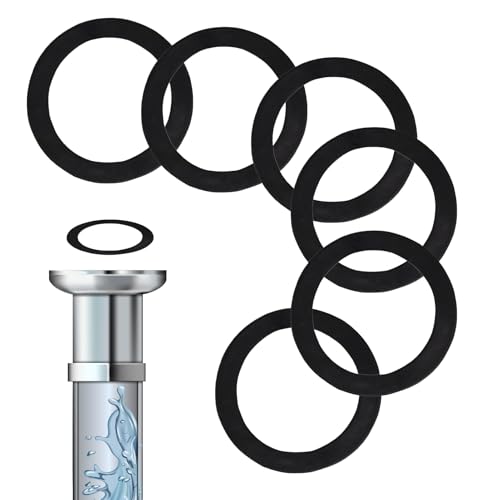 6 Stück Gummi Unterlegscheiben, Waschbecken O-Ring, 31mm ID 45mm OD, Dichtungsring für Waschbecken, Dick Flache Unterlegscheiben Set, für Abwasserbecken, Küchenspülenrohr, Abflussrohr (Schwarz) von Terraxis