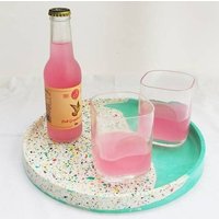 Terrazzo-stil 25 cm. Rundes Tablett | Couchtisch Herzstück Modernes Wohndekor von TerrazzoMioDesigns