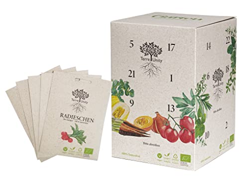 Terre Unity Adventskalender Bio Saatgut - Samen - vegan - samenfest - Kräuter - Gemüse - Bienenfreundlich - Sprossen von TerreUnity