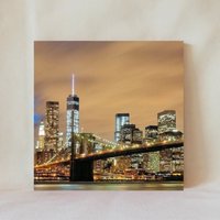 Dekorative Fliese, 10 X cm, Brooklyn Bridge, Empire State Building, New York City, Mehrfarbig, Untersetzer, Landscapes_41 von TerrificTile