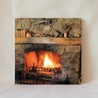 Dekorative Fliese, 4" X 4", Kamin, Rauschendes Feuer, Steinherd, Kolonial, Mantel, Mehrere Darstellungsoptionen, Multicolor, Untersetzer, Other_17 von TerrificTile