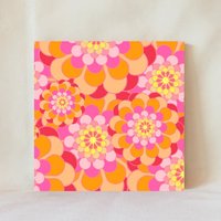 Dekorative Fliese, 10 X cm, Retro-Druck, Mehrere Darstellungsoptionen, Blumenbild Mit Wirbeln Von Farben, Multicolor, Untersetzer, Abstrakt_23 von TerrificTile