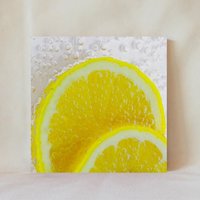 Dekorative Fliese, 4"x4", Zitronen, Gelbe Zitrus, Lemonade, Zitronenscheiben, Früchte, Mehrere Darstellungsoptionen, Multicolor, Untersetzer, Food_92 von TerrificTile