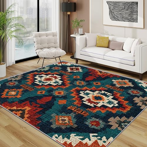 Azteken Teppich, Südwestlich Geometrisch Ethnisch Teppiche rutschfest Waschbar Weich, Vintage Navajo Tribal Wohnzimmerteppich Schlafzimmer Jugendzimmer, 120x180 cm, Orange Rot Beige Azteken Teppich, Südwestlich Geometrisch Ethnisch Teppiche rutschfest Waschbar Weich, Vintage Navajo Tribal Wohnzimmerteppich Schlafzimmer Jugendzimmer, 120x180 cm, Orange Rot Beige von TerroVee