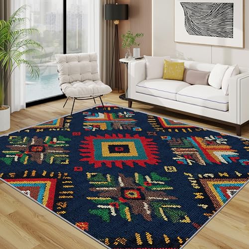 Azteken Teppich, Südwestlich Tribal Geometrisch Teppiche rutschfest Waschbar Weich, Indianer Wohnzimmerteppich Schlafzimmer Jugendzimmer, 120x180 cm, Marineblau Rot Azteken Teppich, Südwestlich Tribal Geometrisch Teppiche rutschfest Waschbar Weich, Indianer Wohnzimmerteppich Schlafzimmer Jugendzimmer, 120x180 cm, Marineblau Rot von TerroVee