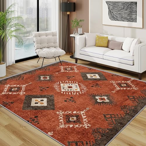 Azteken Teppich Waschbar, Ethnisch Navajo Tribal Südwestlich Teppich 80x150 cm, Mehrfarbig Geometrisch rutschfest Waschbar Pflegeleicht Teppiche Für Schlafzimmer Küche, Rostrot Azteken Teppich Waschbar, Ethnisch Navajo Tribal Südwestlich Teppich 80x150 cm, Mehrfarbig Geometrisch rutschfest Waschbar Pflegeleicht Teppiche Für Schlafzimmer Küche, Rostrot von TerroVee