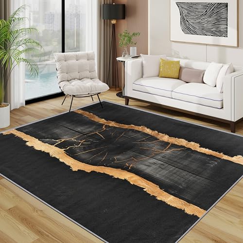 Baumstamm Optik Teppich Wohnzimmer 200x300 cm,Luxus Vintage Einzigartig Teppiche Waschbar Für Schlafzimmer,Einfach schwarz Gold Waschbar rutschfest Weich Groß Esszimmer, Gold Schwarz Baumstamm Optik Teppich Wohnzimmer 200x300 cm,Luxus Vintage Einzigartig Teppiche Waschbar Für Schlafzimmer,Einfach schwarz Gold Waschbar rutschfest Weich Groß Esszimmer, Gold Schwarz von TerroVee
