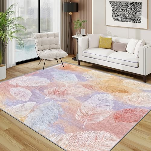 Federn Teppich, Pastellfarben Feder Teppiche rutschfest Waschbar Weich, Modern Einfach Wohnzimmerteppich Schlafzimmer Jugendzimmer, 120x180 cm, Rosa Lila Gelb Federn Teppich, Pastellfarben Feder Teppiche rutschfest Waschbar Weich, Modern Einfach Wohnzimmerteppich Schlafzimmer Jugendzimmer, 120x180 cm, Rosa Lila Gelb von TerroVee