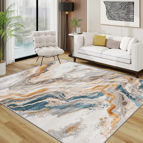 Marmor Teppich Wohnzimmer 200x300 cm,Modern Minimalistisch Abstrakt Teppiche Waschbar Für Schlafzimmer,Luxus Textur Waschbar rutschfest Weich Groß Esszimmer, Gold Blau Grau Marmor Teppich Wohnzimmer 200x300 cm,Modern Minimalistisch Abstrakt Teppiche Waschbar Für Schlafzimmer,Luxus Textur Waschbar rutschfest Weich Groß Esszimmer, Gold Blau Grau von TerroVee