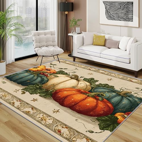 TerroVee Thanksgiving Teppich Wohnzimmer 200x300 cm,Herbst Kürbis Herbstdeko Teppiche Waschbar Für Schlafzimmer,Herbsternte Küche Waschbar rutschfest Weich Groß Esszimmer, Beige Orange Grün TerroVee Thanksgiving Teppich Wohnzimmer 200x300 cm,Herbst Kürbis Herbstdeko Teppiche Waschbar Für Schlafzimmer,Herbsternte Küche Waschbar rutschfest Weich Groß Esszimmer, Beige Orange Grün von TerroVee