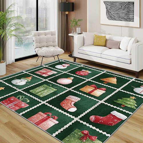 TerroVee Weihnachten Teppich 140x200 cm, Schneemann Weihnachtsteppich Geschenke Teppich Wohnzimmer, Aquarell Kurzflor rutschfest Pflegeleicht Teppiche Für Jugendzimmer Schlafzimmer, Grün TerroVee Weihnachten Teppich 140x200 cm, Schneemann Weihnachtsteppich Geschenke Teppich Wohnzimmer, Aquarell Kurzflor rutschfest Pflegeleicht Teppiche Für Jugendzimmer Schlafzimmer, Grün von TerroVee